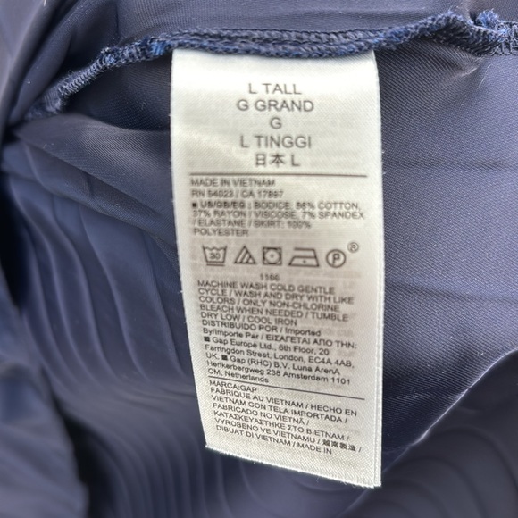 Gap Elegant Navy Blue Satin Pleated Midi Dress‎ size Large TALL - Picture 6 of 8